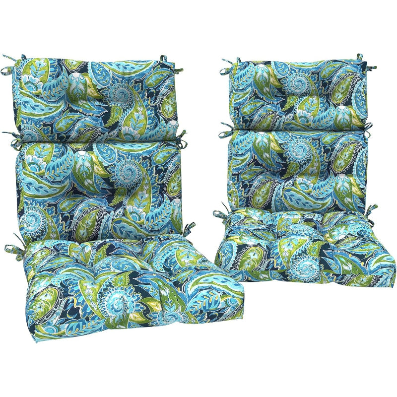 Paisley Blue‑Green Tufted High‑Back Cushions 2‑Pack