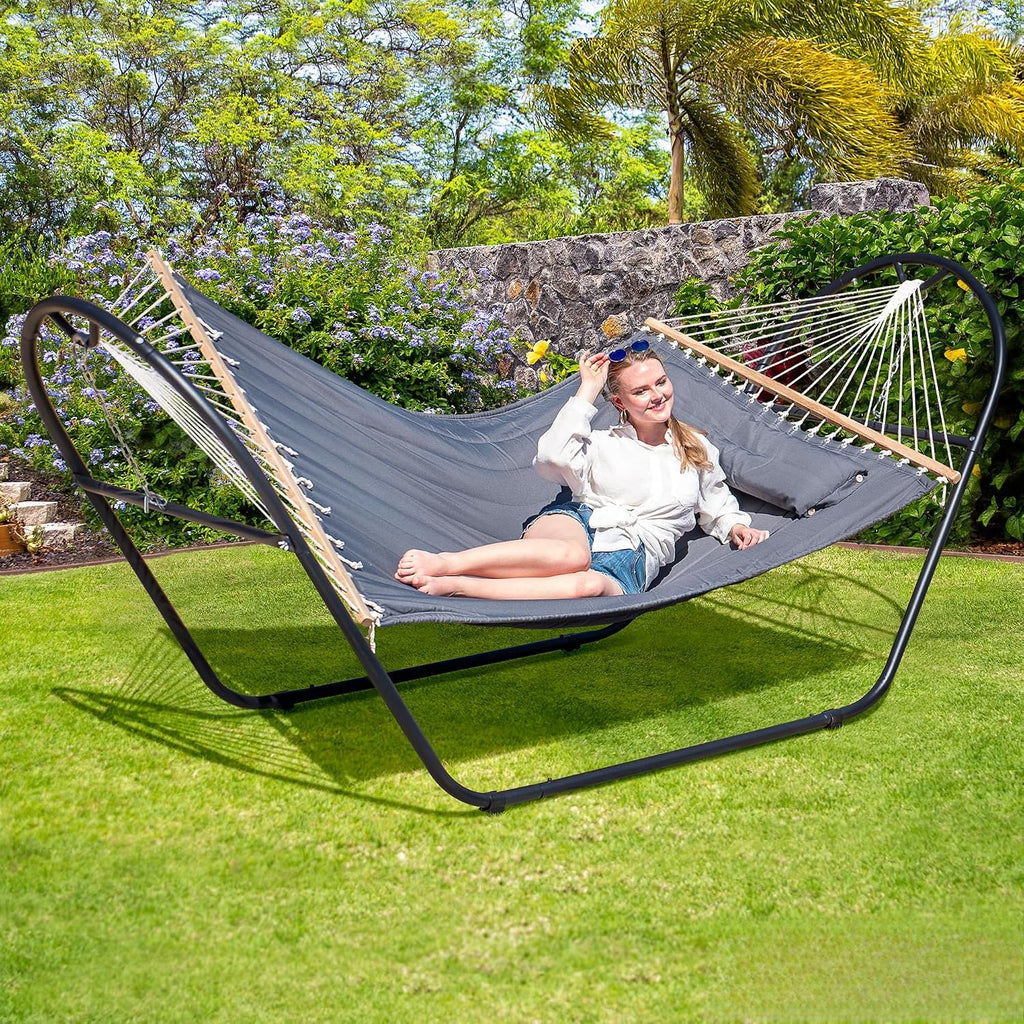 Black Universal Steel Outdoor Hammock Stand Only