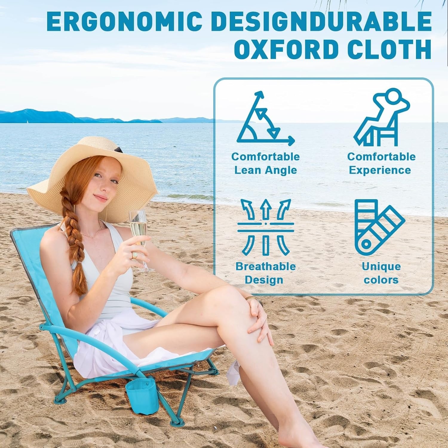 Blue 2‑Pack Low Backpack Beach Chairs