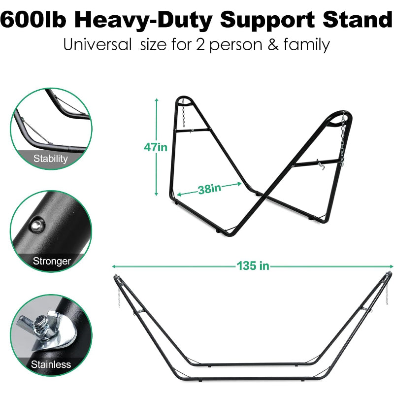 Heavy‑Duty Outdoor Hammock Stand 600‑LBS
