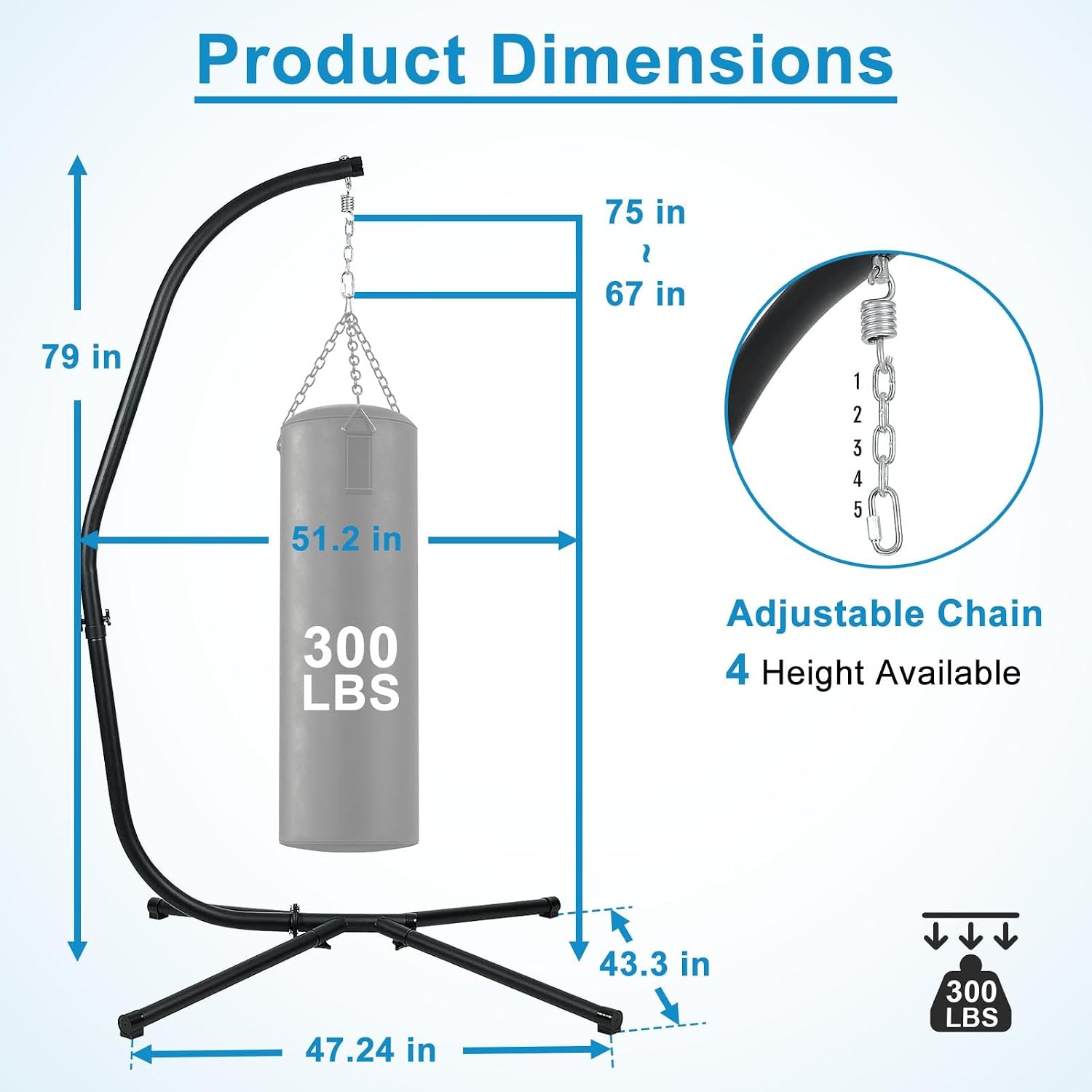 C‑Shaped Steel Hammock Chair Stand Only