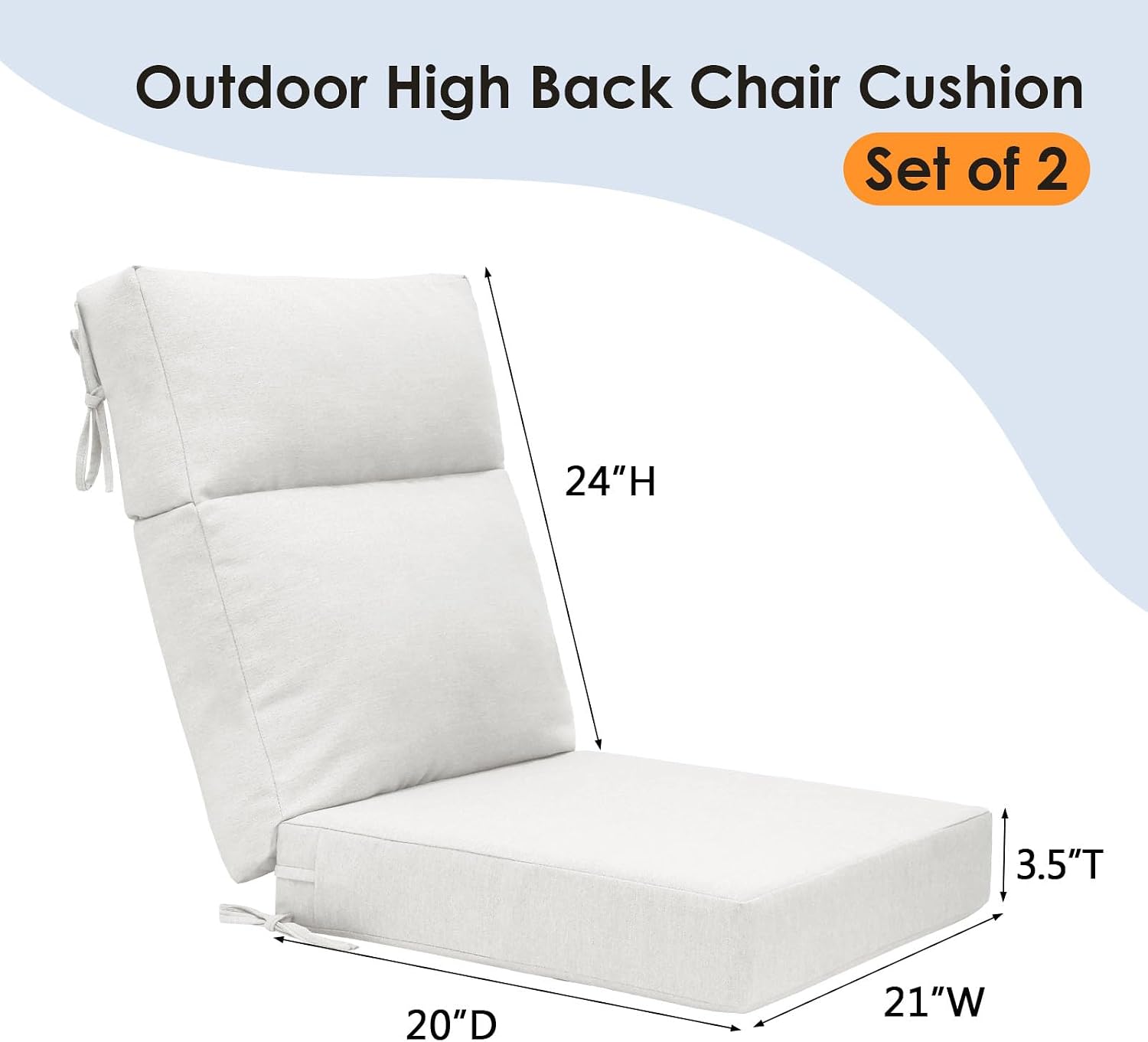 Linen High‑Back Patio Chair Cushion Pads