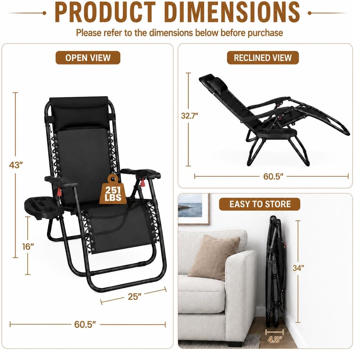 Dark Black 2‑Pack Zero Gravity Recliners