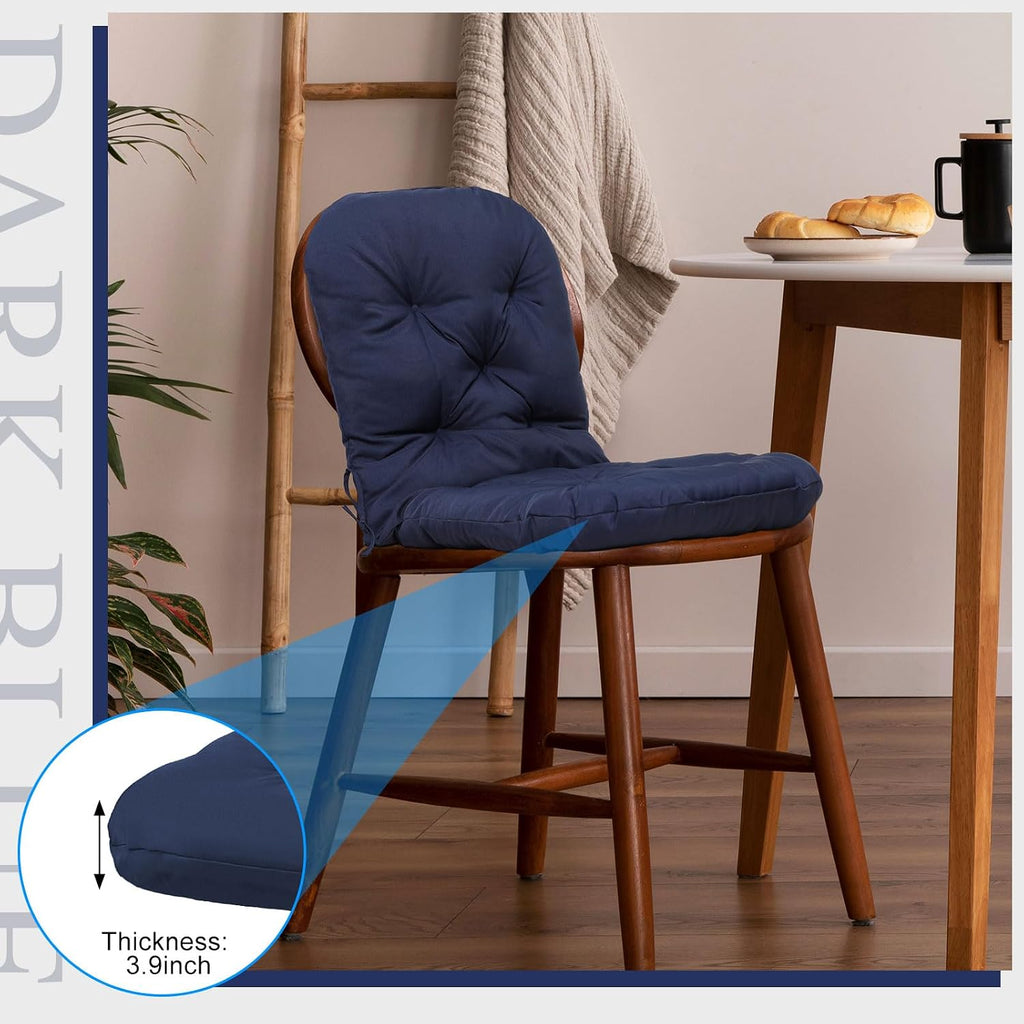Navy Blue Tufted Patio Chair Cushions 2‑Pack