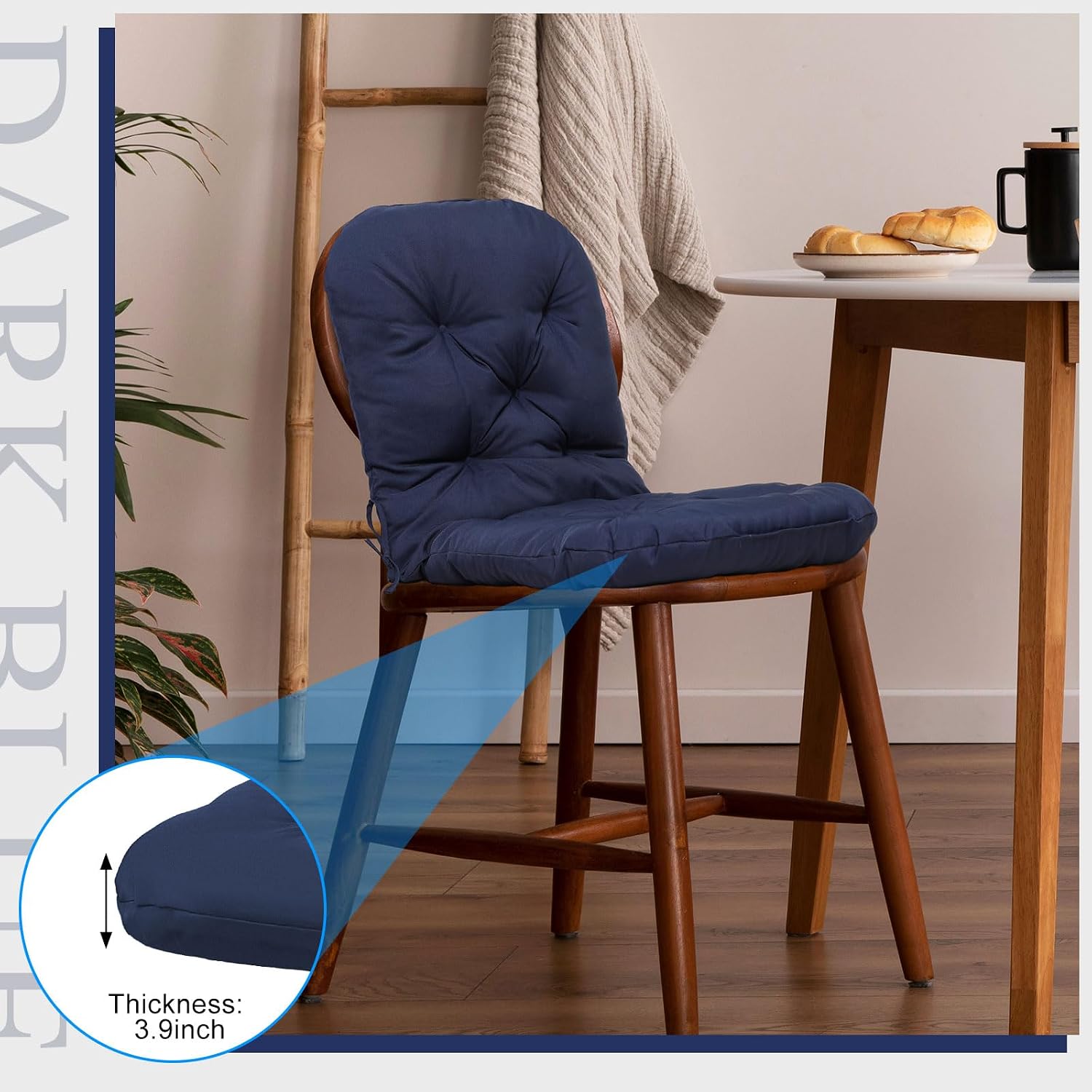 Navy Blue Tufted Patio Chair Cushions 2‑Pack