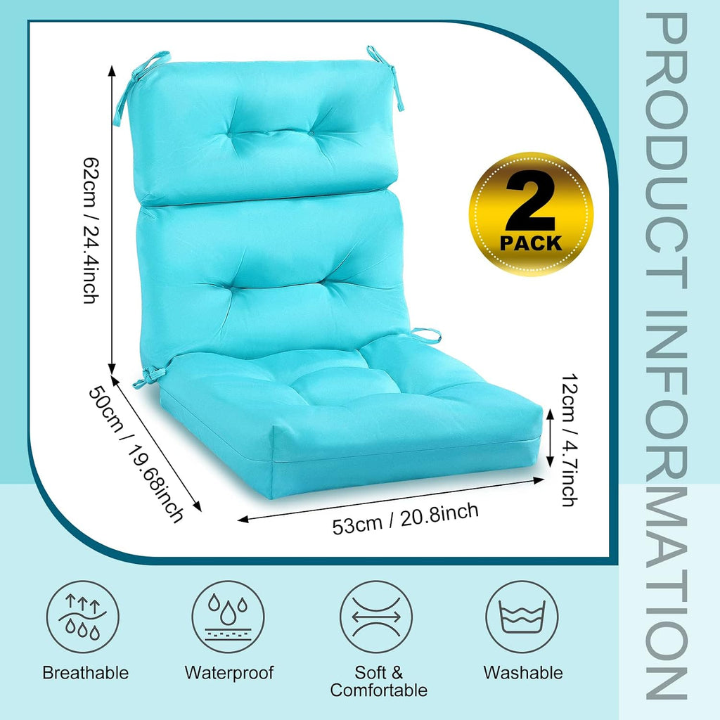 Blue Tufted High‑Back Patio Cushions 2‑Pack