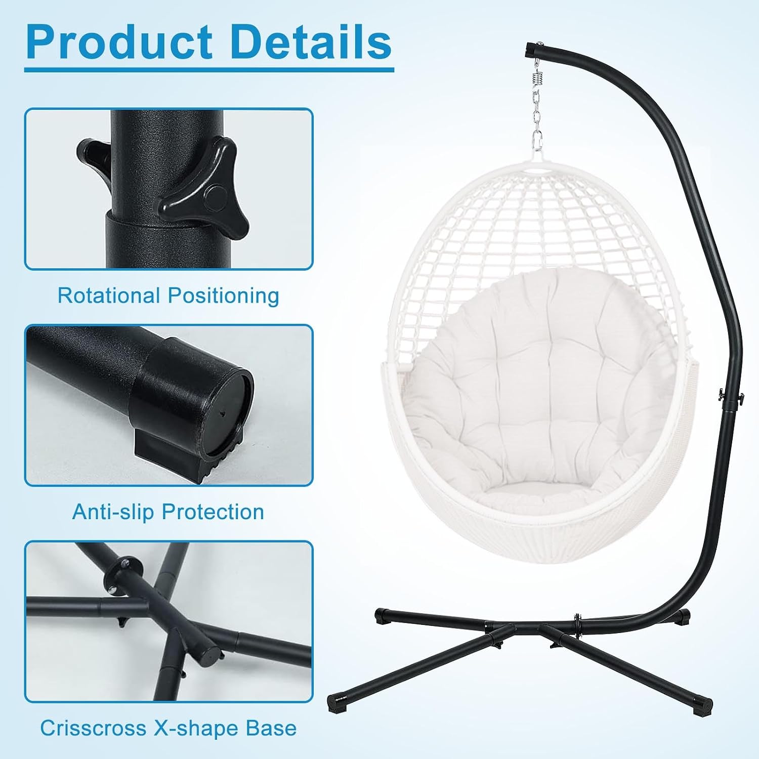 C‑Shaped Steel Hammock Chair Stand Only