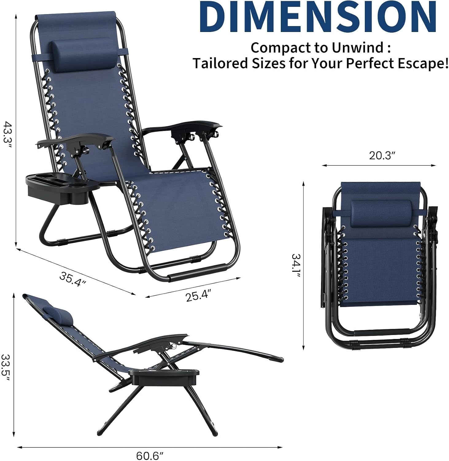 Zero Gravity Chairs Set of 2, Folding Outdoor Recliners