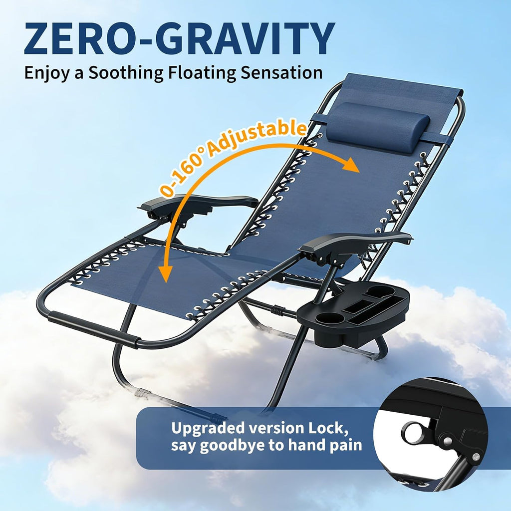Zero Gravity Chairs Set of 2, Folding Outdoor Recliners