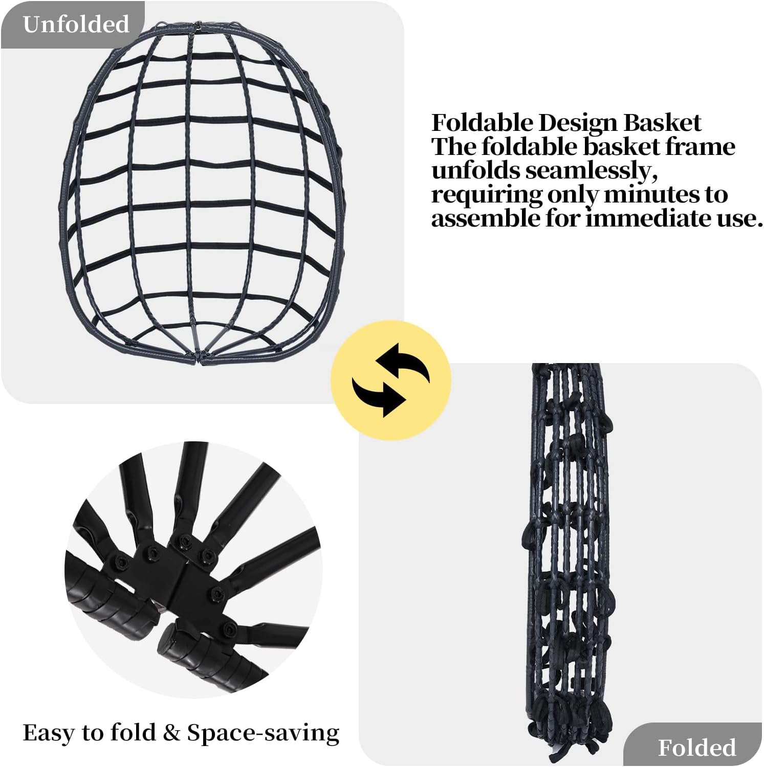 White‑Orange Rattan Hanging Egg Chair with Stand