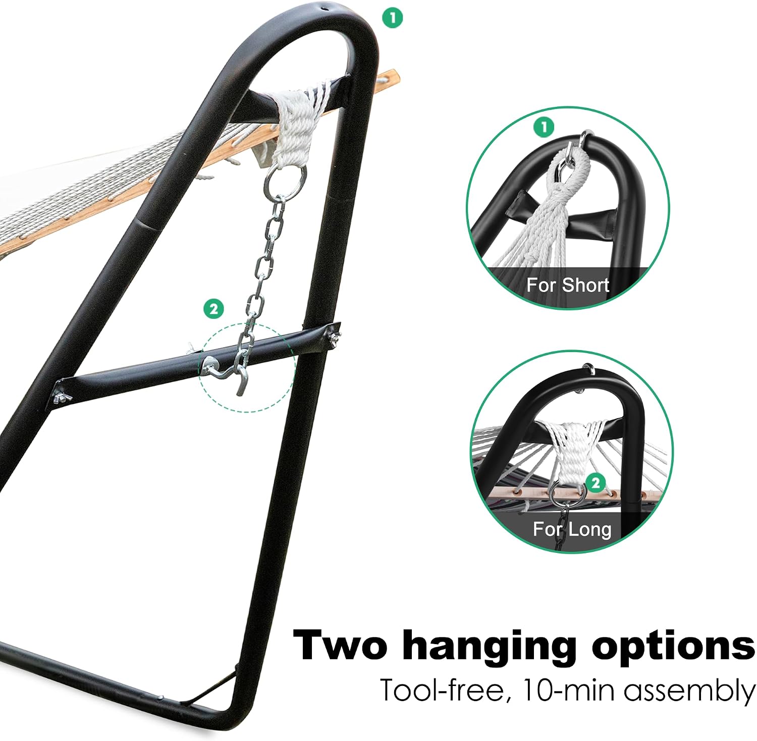 Heavy‑Duty Outdoor Hammock Stand 600‑LBS