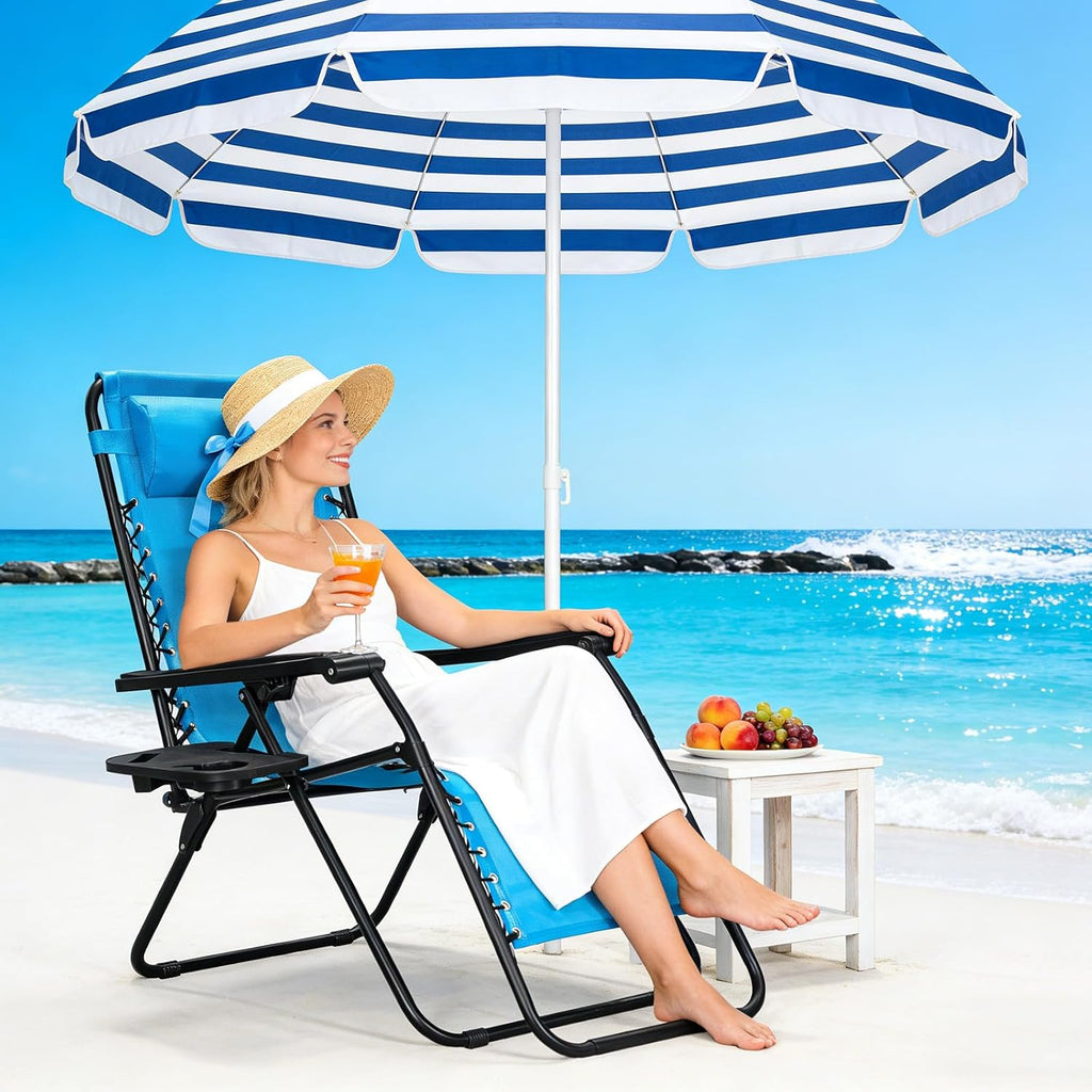 Sky Blue 2‑Pack Zero Gravity Recliner Chairs