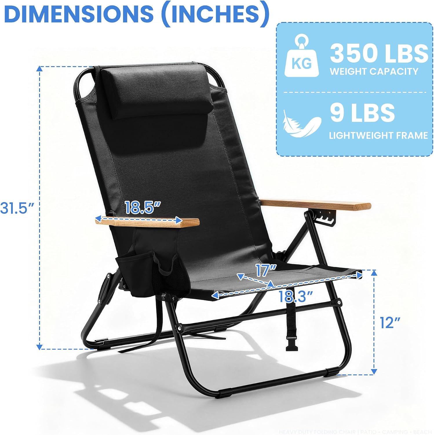 Black 2‑Pack Reclining Camping Chair