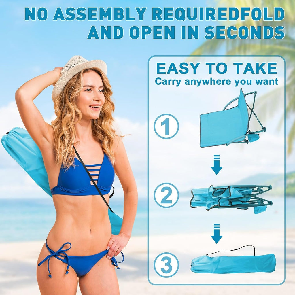 Blue 2‑Pack Low Backpack Beach Chairs