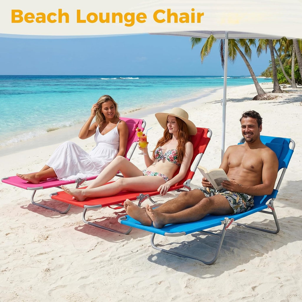 Pink Tanning Beach Lounge Chair with Face Hole