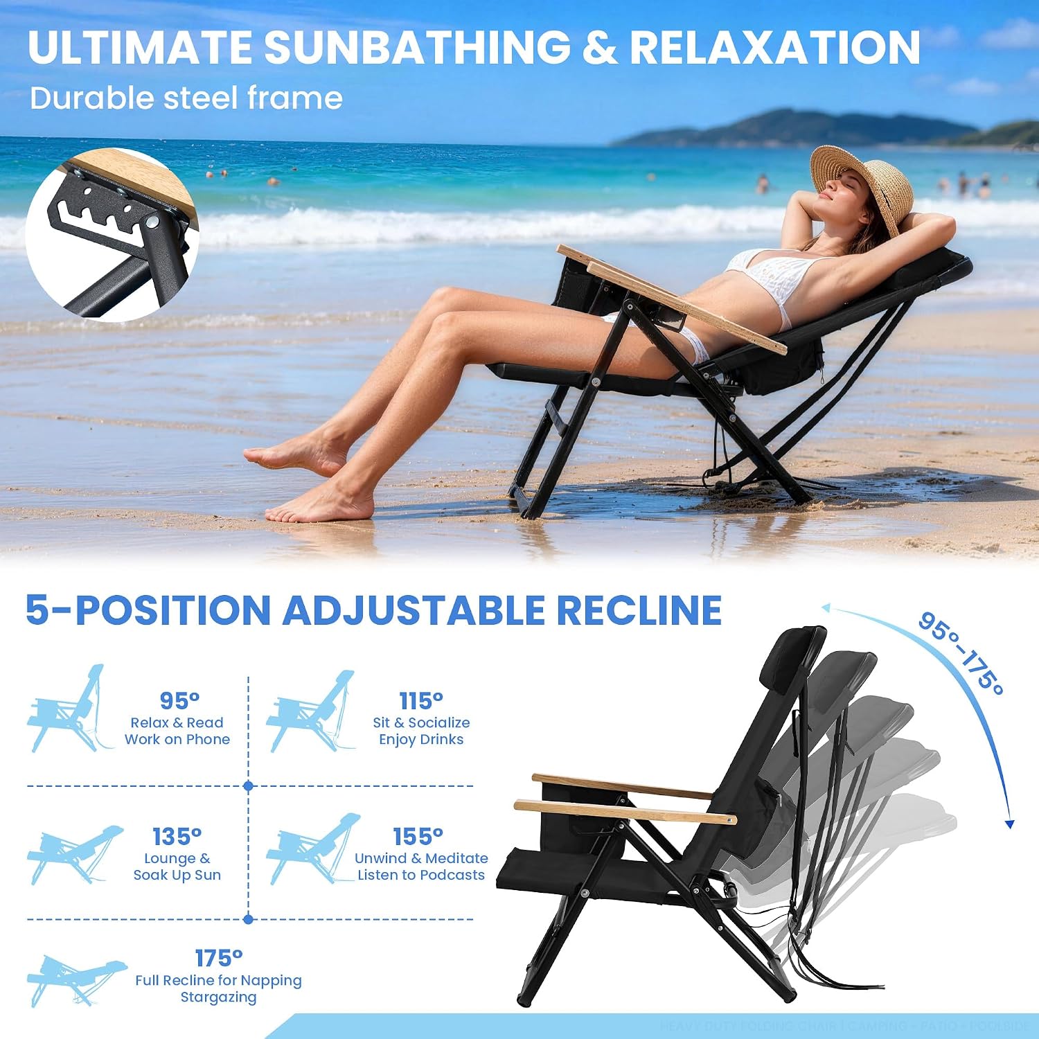 Black 2‑Pack Reclining Camping Chair