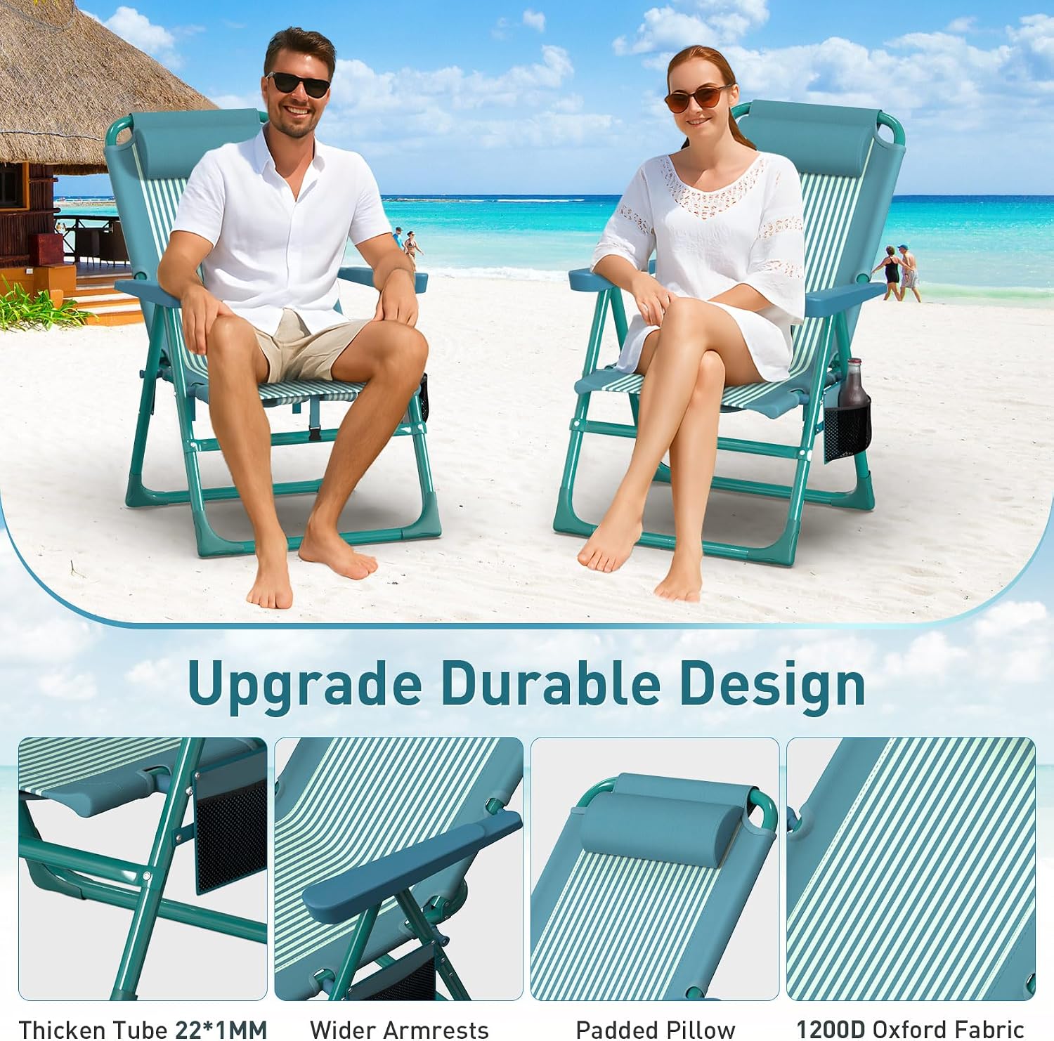 Backpack Beach Chair with Cooler Bag