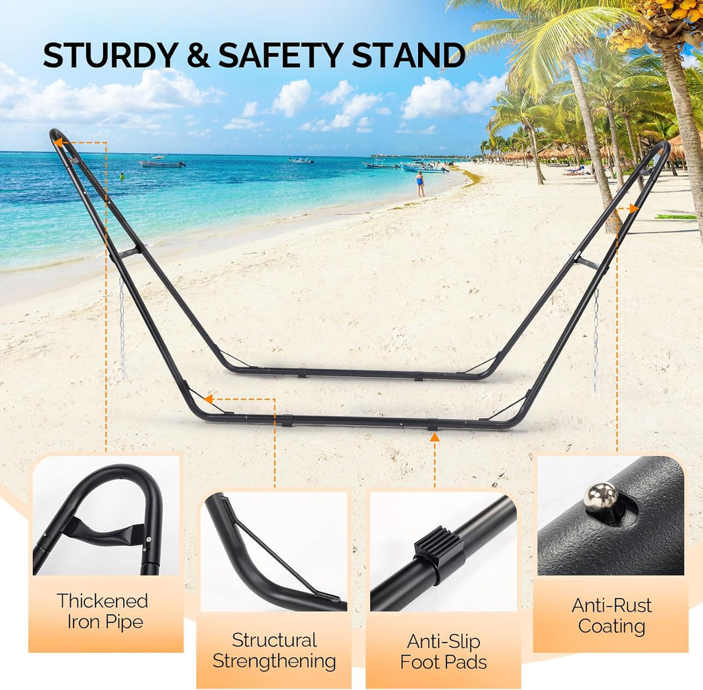 Black Sandblasted Iron Hammock Stand Only