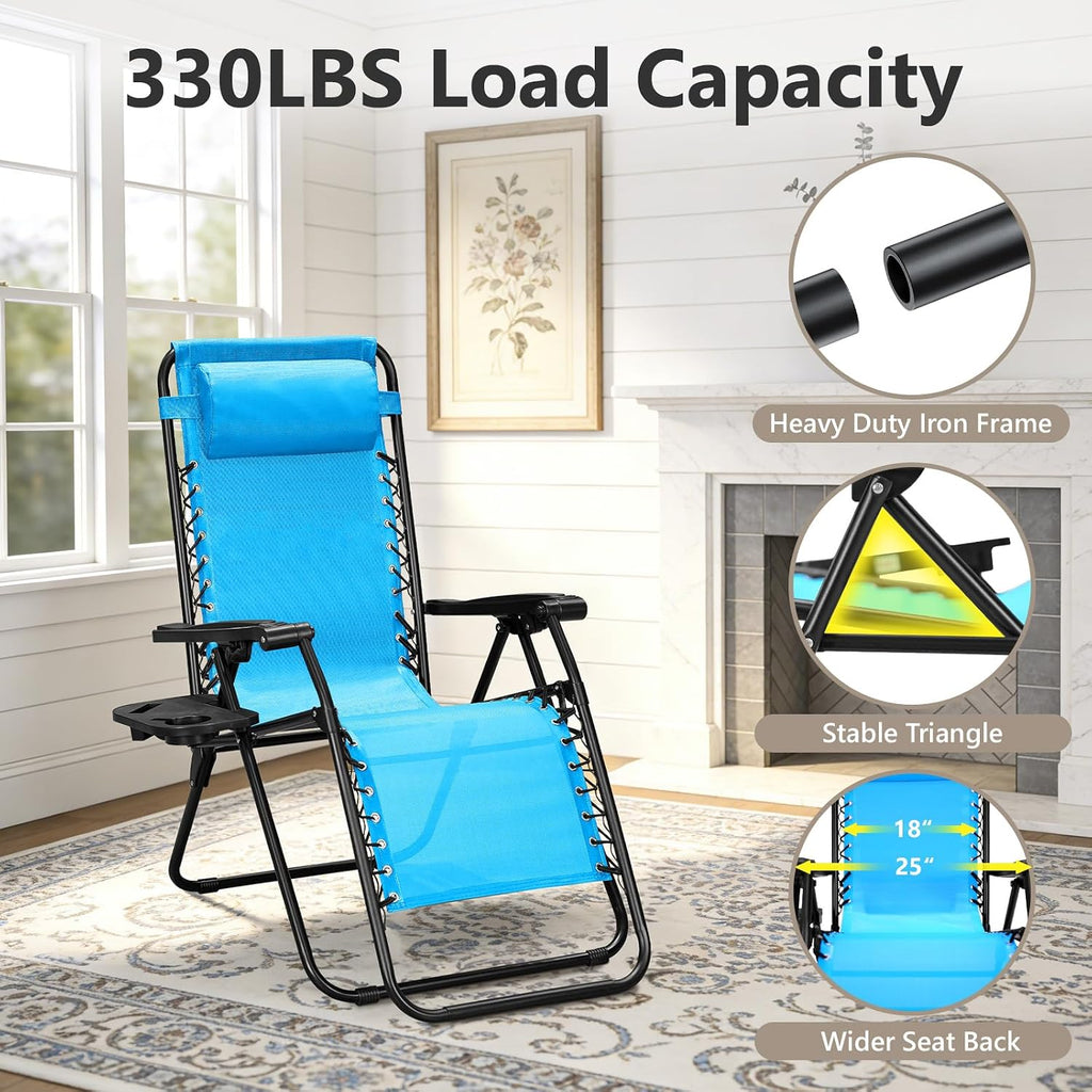 Sky Blue 2‑Pack Zero Gravity Recliner Chairs