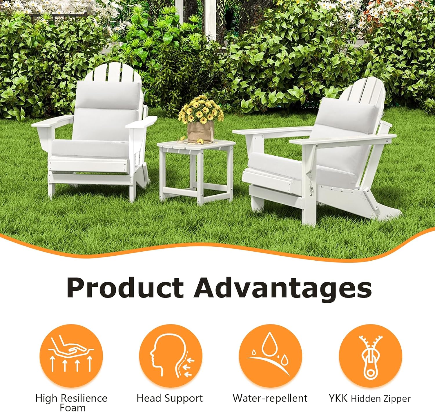 Linen High‑Back Patio Chair Cushion Pads