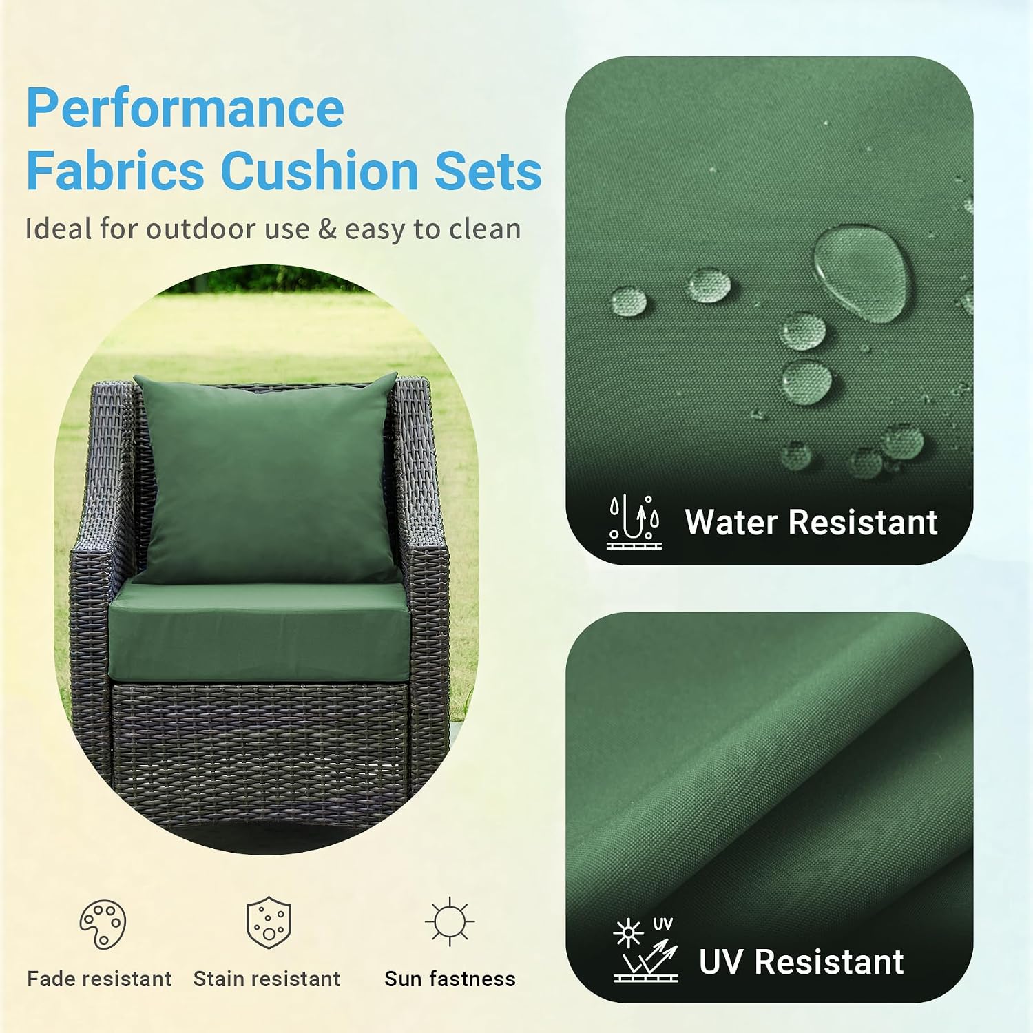 Forest Green Outdoor Patio Seat Cushion Set