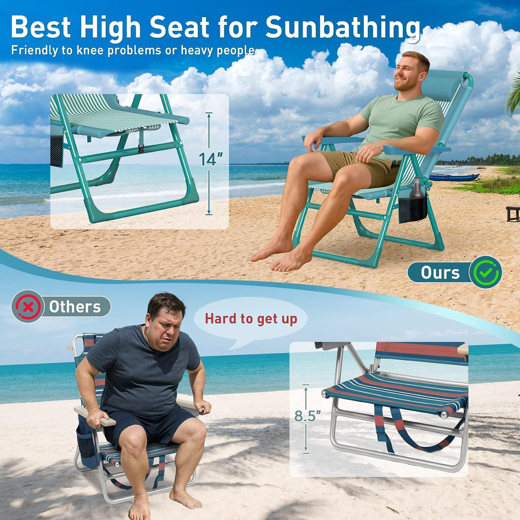 Backpack Beach Chair with Cooler Bag