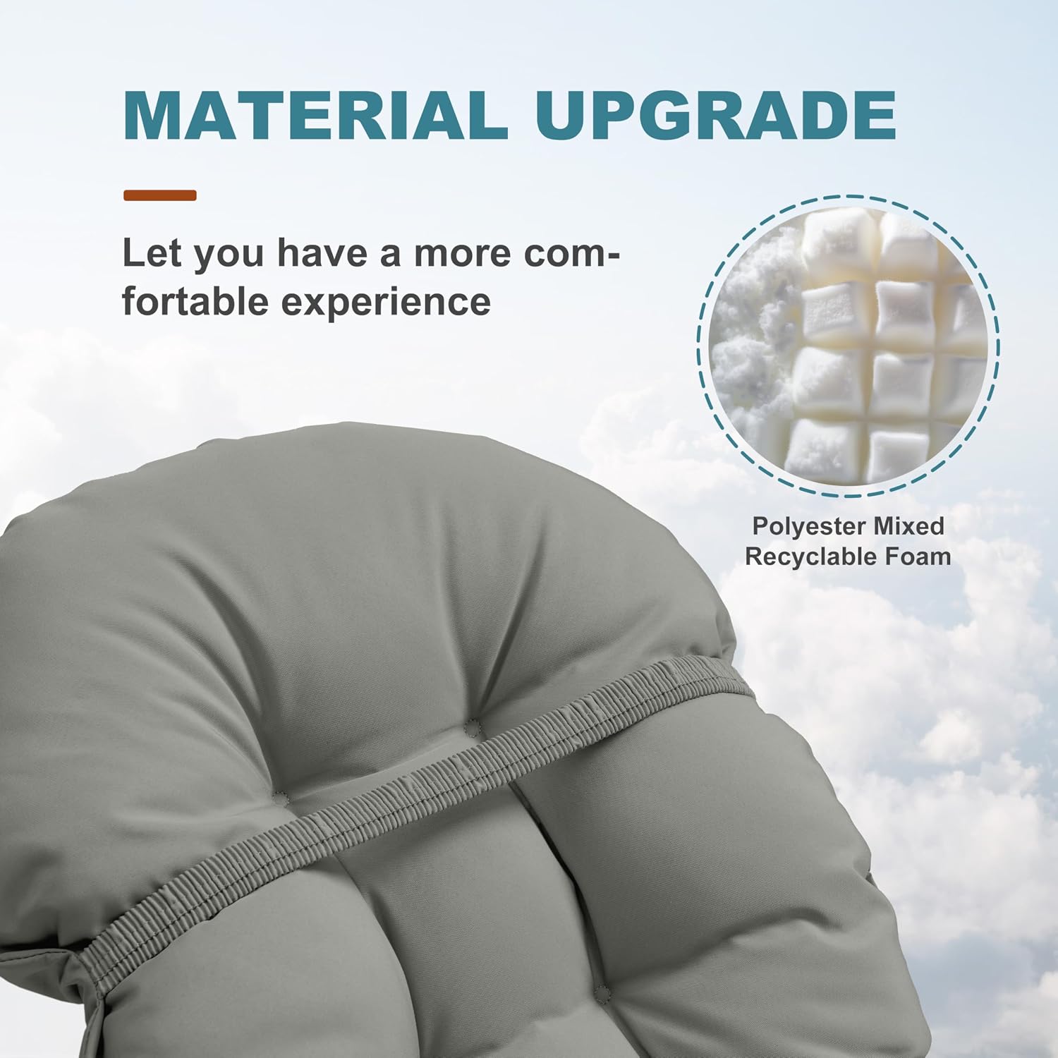 Gray High‑Back Chair Cushion