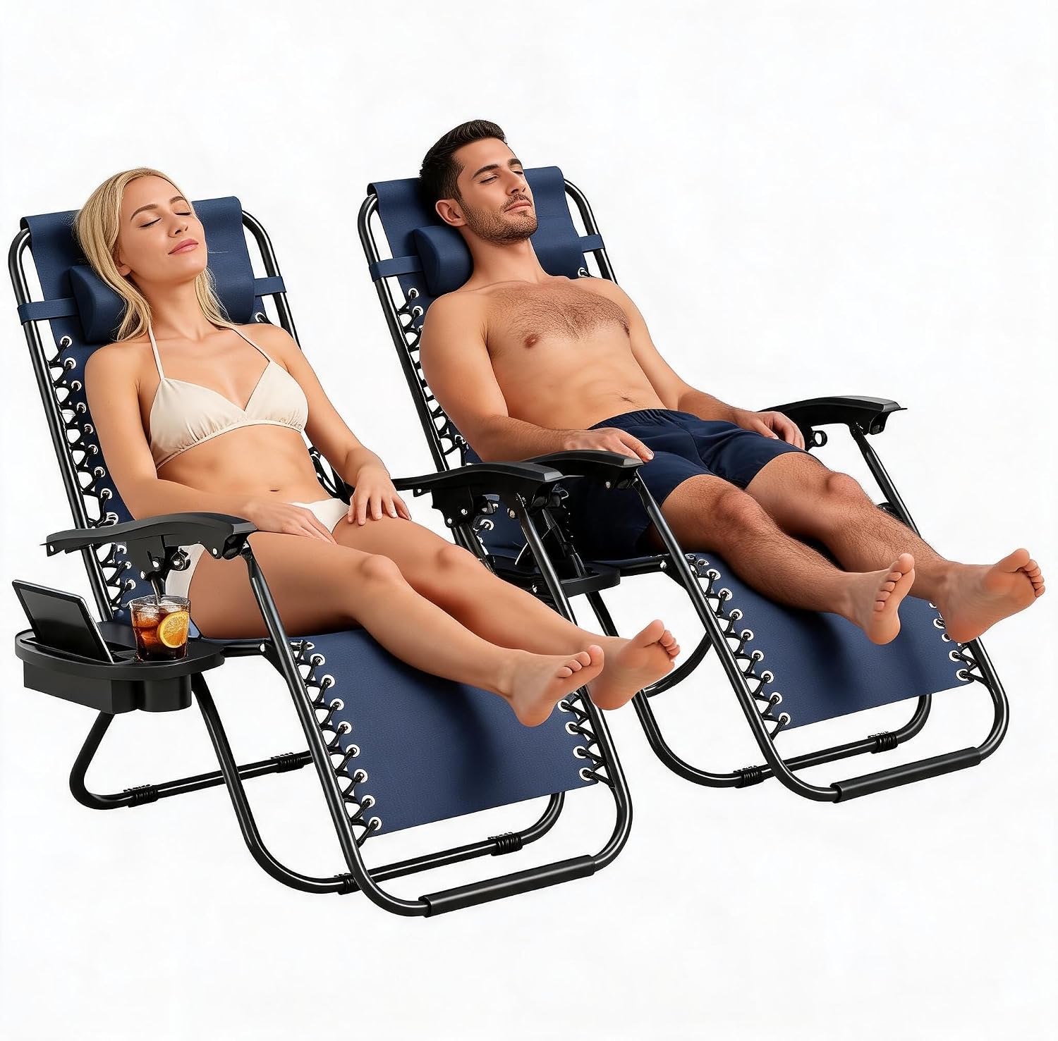 Zero Gravity Chairs Set of 2, Folding Outdoor Recliners