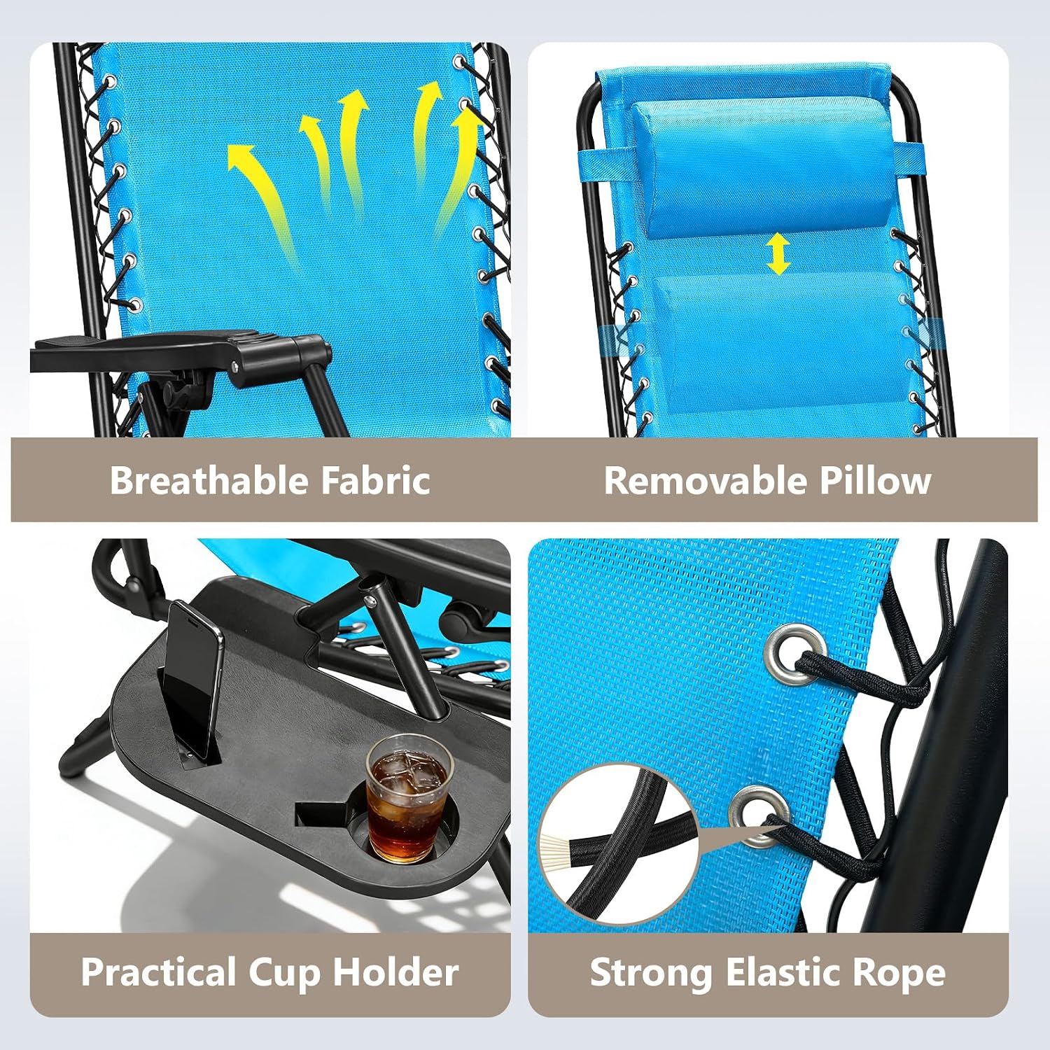 Sky Blue 2‑Pack Zero Gravity Recliner Chairs