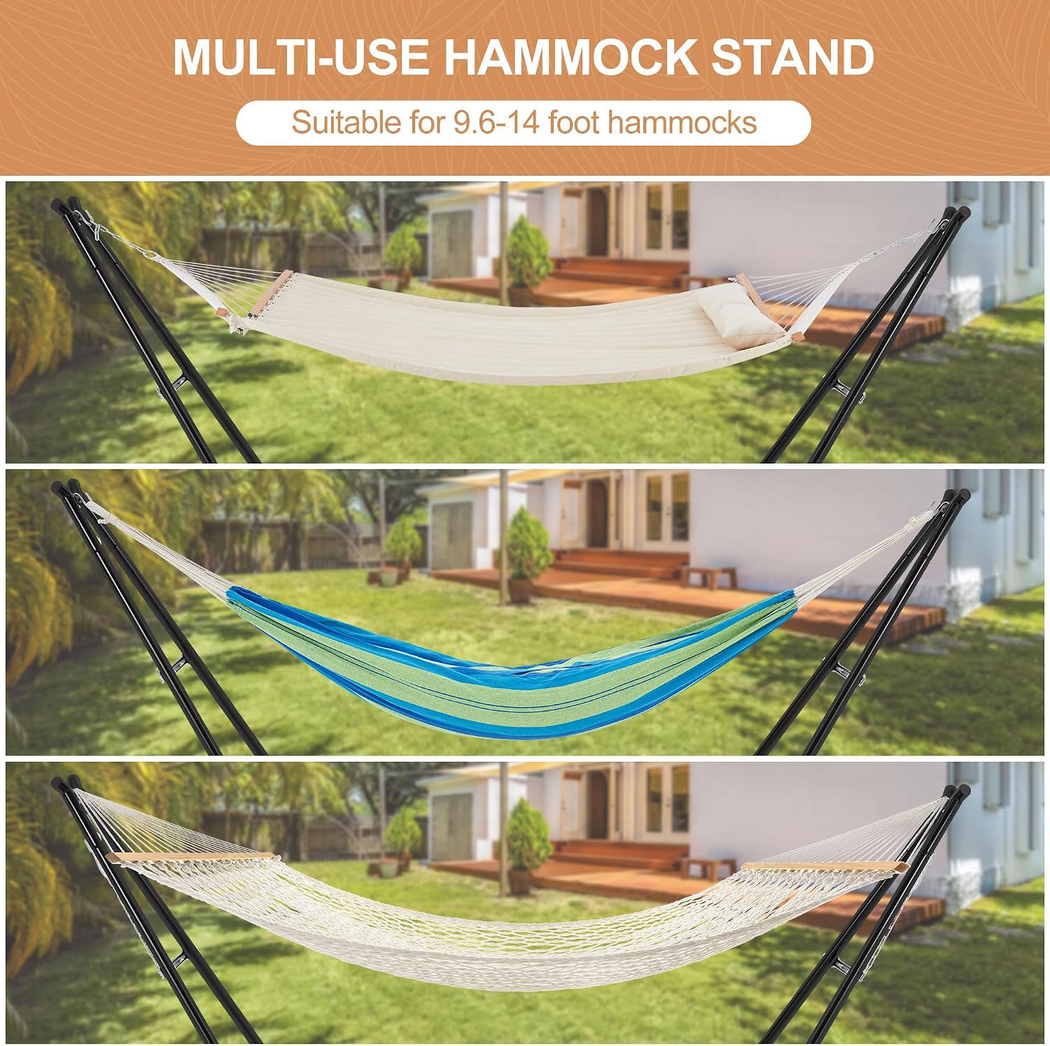 Black Universal 2‑Person Hammock Stand