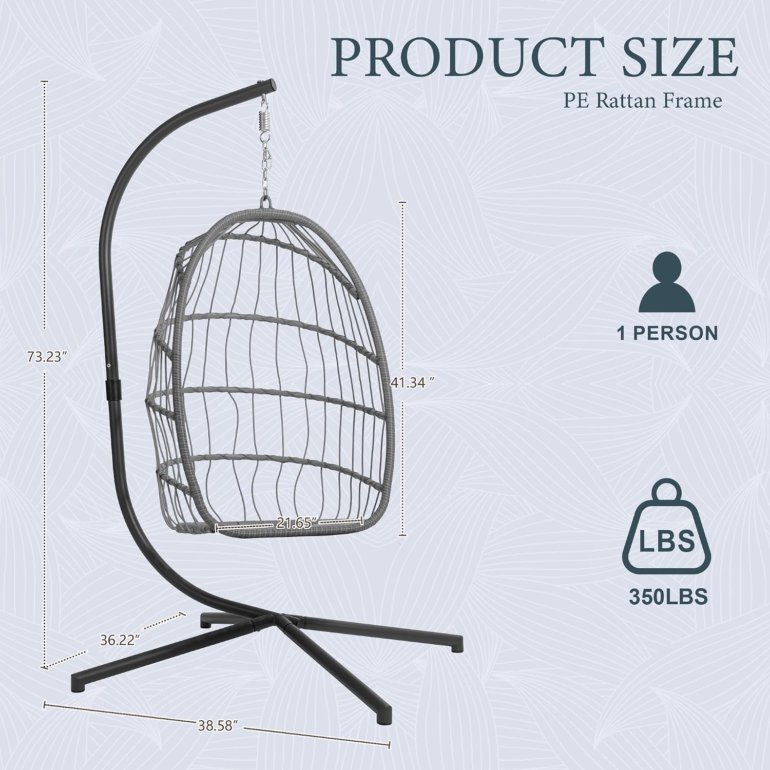 Charcoal Grey Hanging Egg Chair with Stand