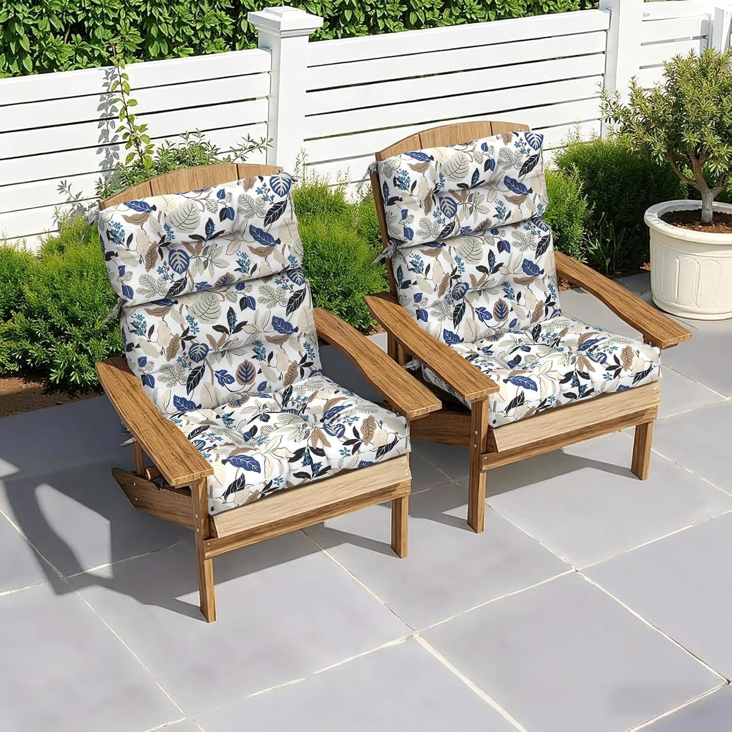 Beige Breeze Leaves Tufted High‑Back Cushion 2‑Pack