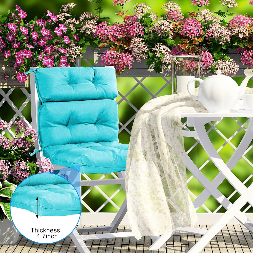 Blue Tufted High‑Back Patio Cushions 2‑Pack