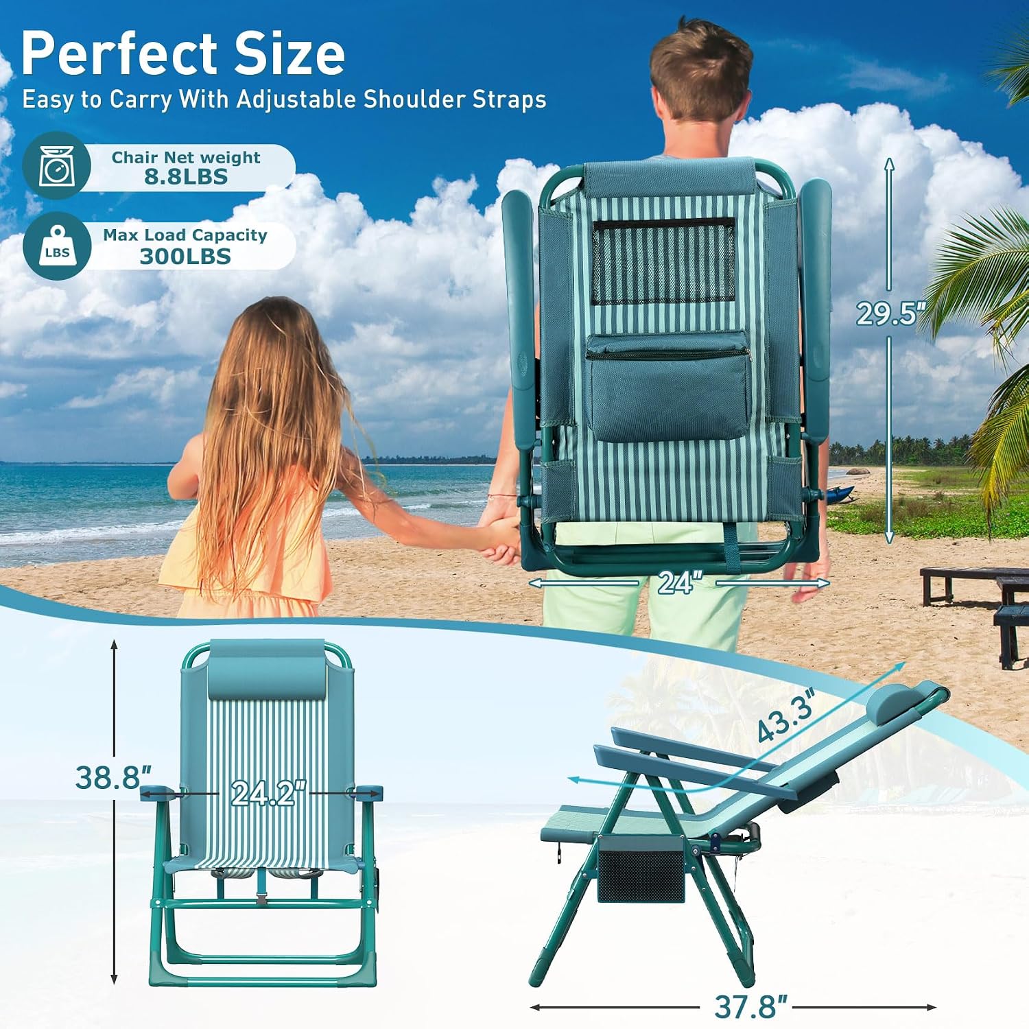 Backpack Beach Chair with Cooler Bag