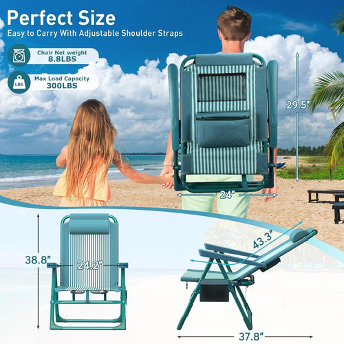 Backpack Beach Chair with Cooler Bag
