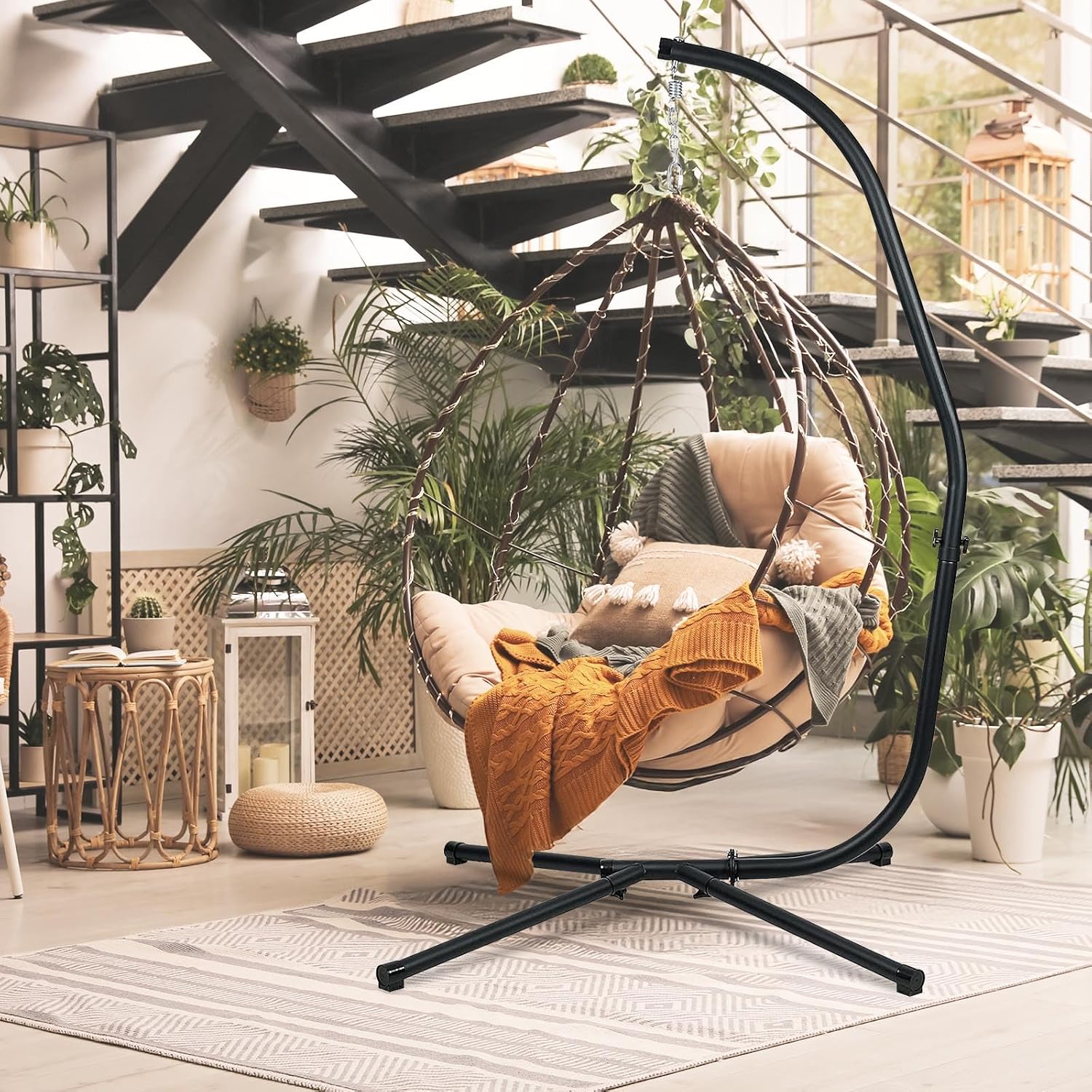 C‑Shaped Steel Hammock Chair Stand Only