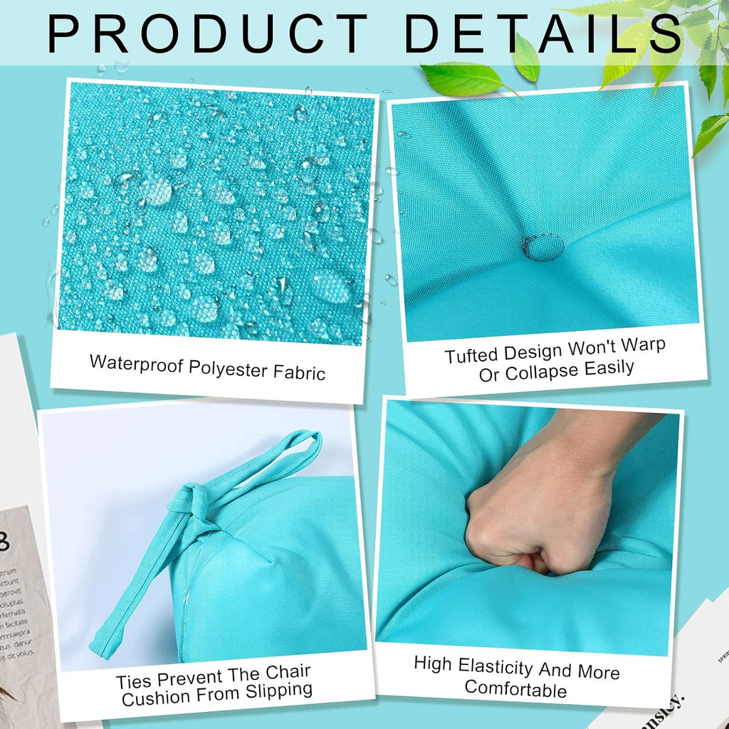 Blue Tufted High‑Back Patio Cushions 2‑Pack