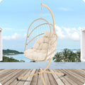 Beige Foldable Hanging Egg Chair with Stand