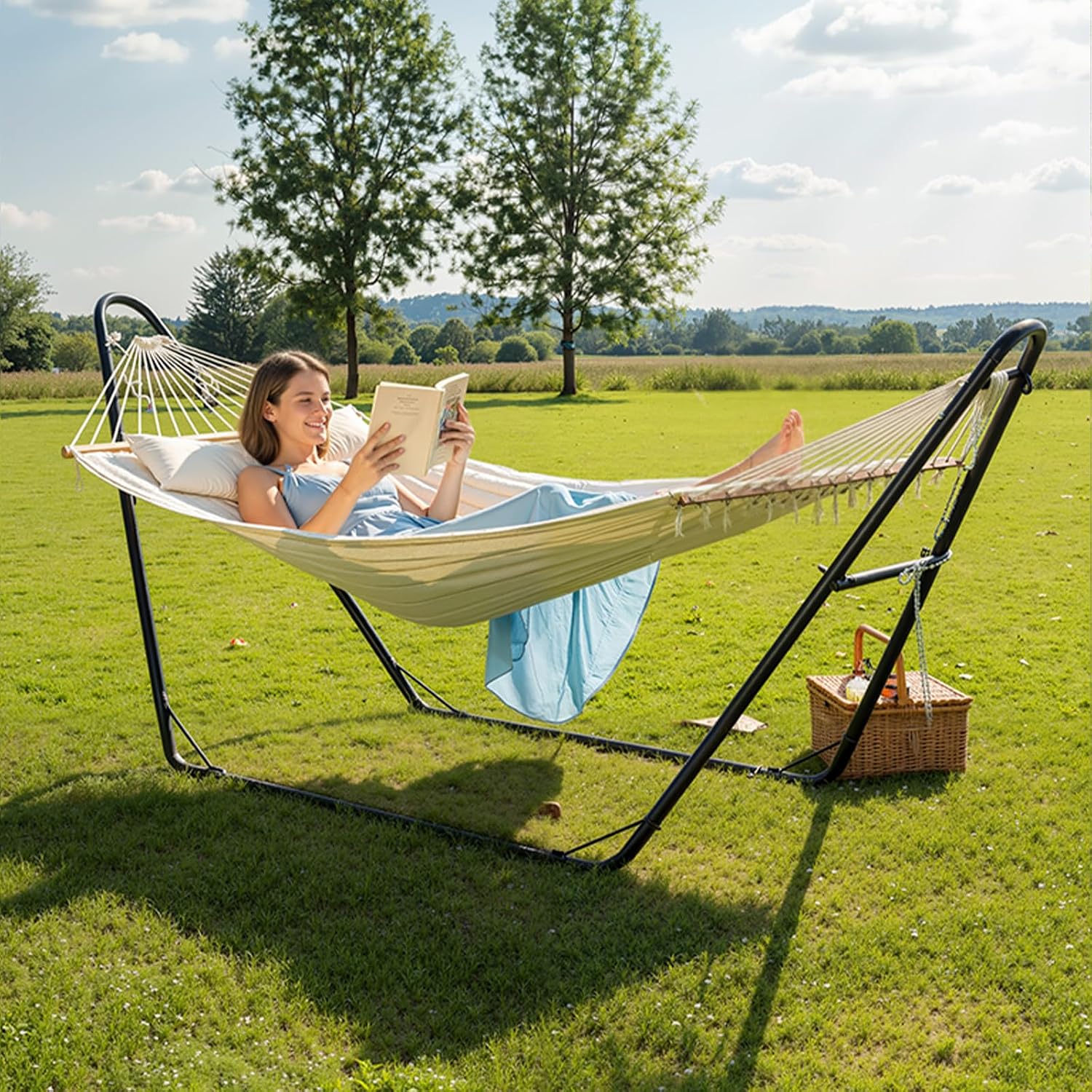 Black Sandblasted Iron Hammock Stand Only