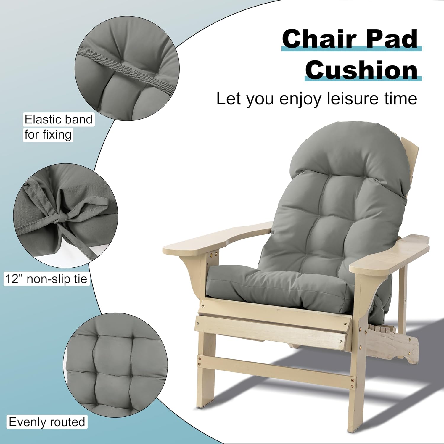 Gray High‑Back Chair Cushion