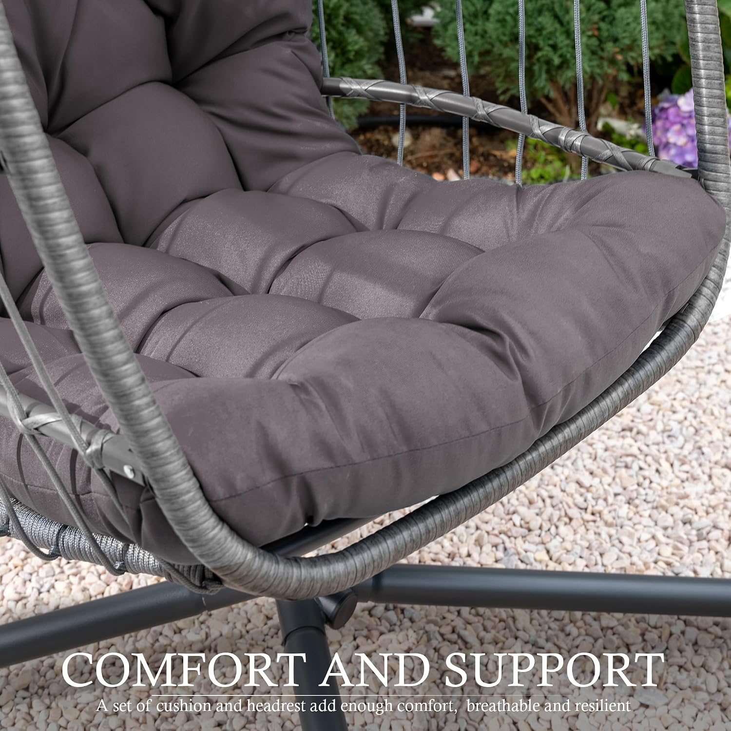 Charcoal Grey Hanging Egg Chair with Stand