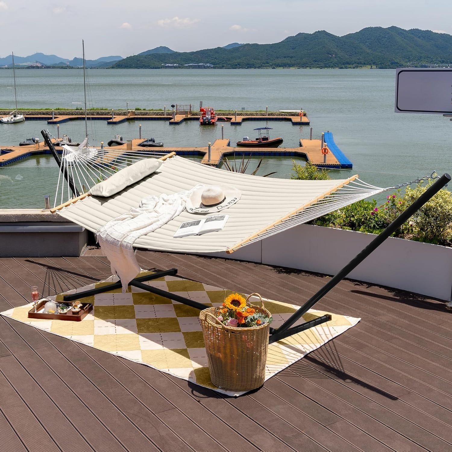 15Ft Heavy‑Duty Hammock Stand with Hooks & Chains