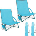 Blue 2‑Pack Low Backpack Beach Chairs