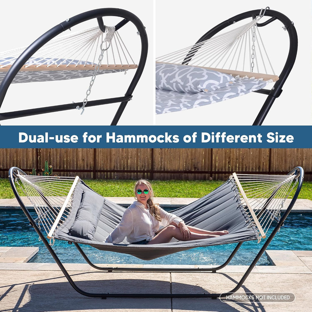 Black Universal Steel Outdoor Hammock Stand Only