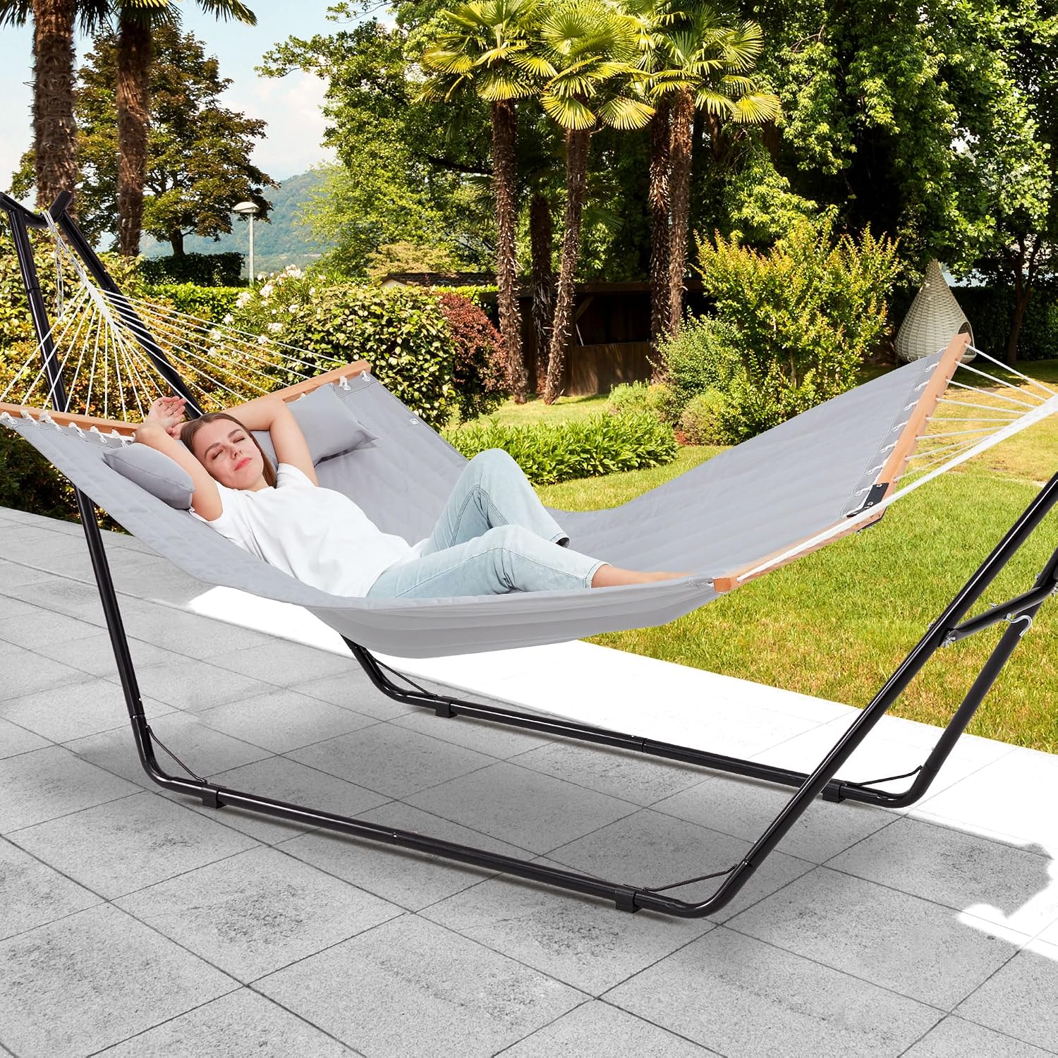 Black Universal 2‑Person Hammock Stand