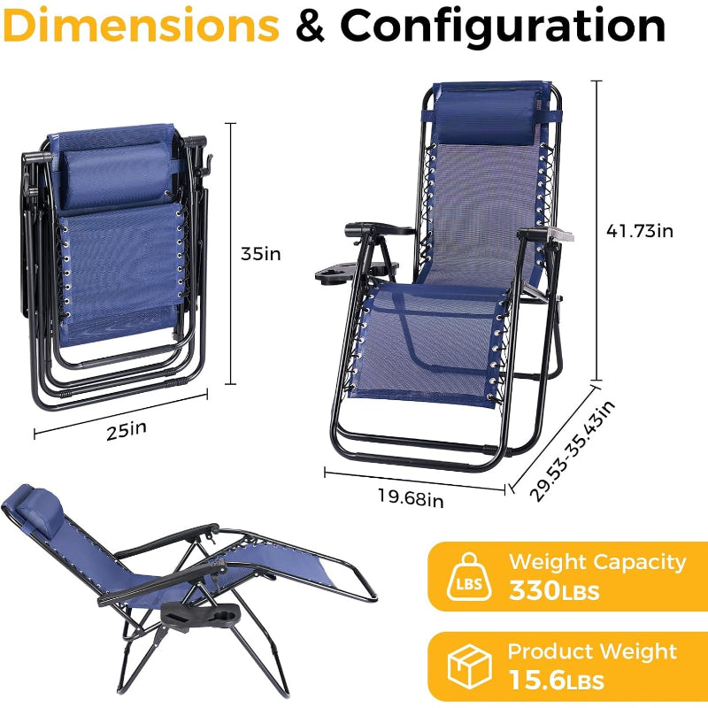 Blue 2‑Pack Zero Gravity Lounge Chairs