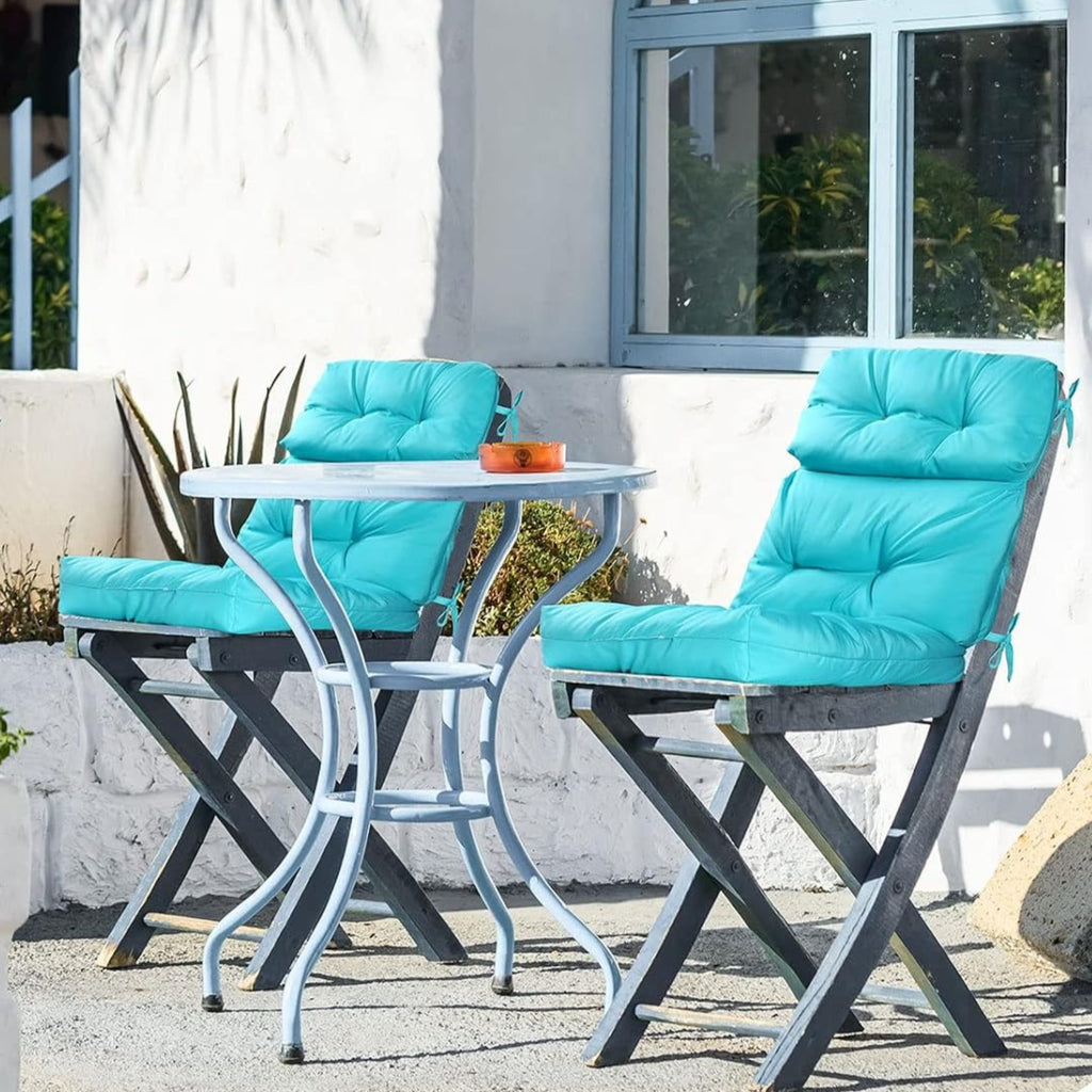 Blue Tufted High‑Back Patio Cushions 2‑Pack