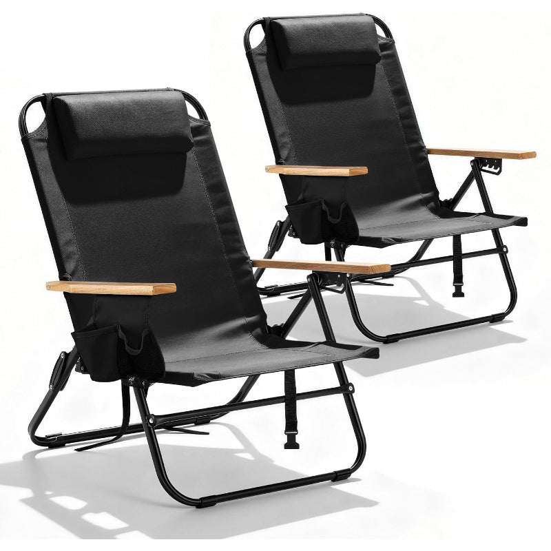Black 2‑Pack Reclining Camping Chair