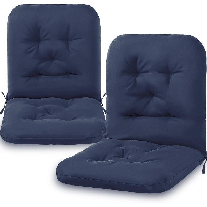 Navy Blue Tufted Patio Chair Cushions 2‑Pack