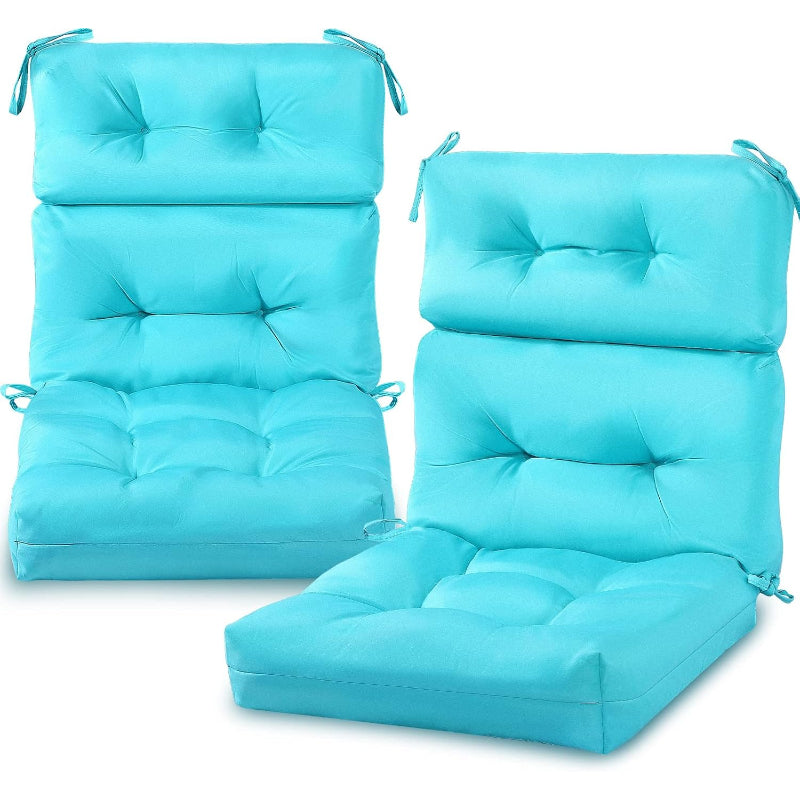 Blue Tufted High‑Back Patio Cushions 2‑Pack